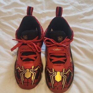adidas Red and Gold Spider-Man Athletic Shoes